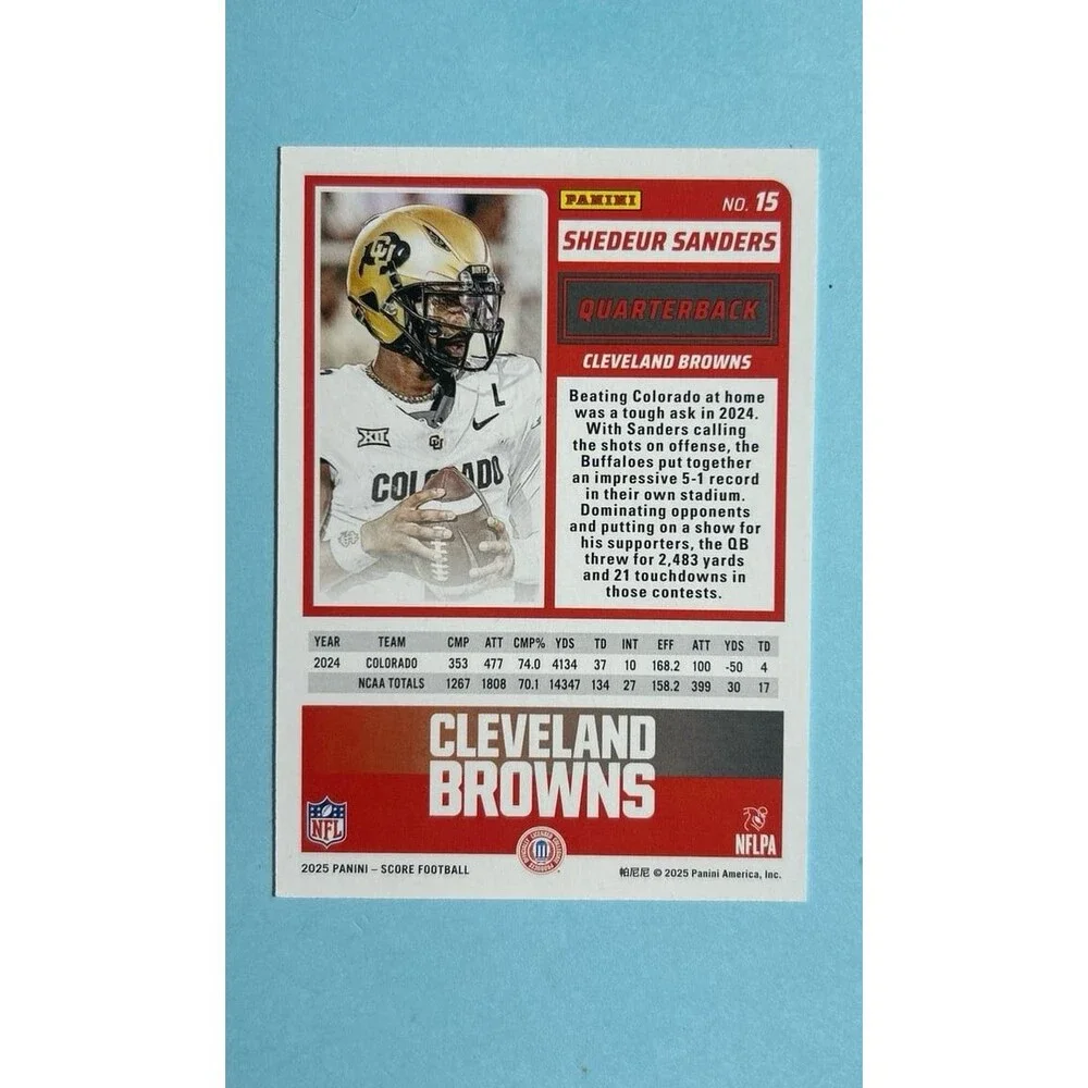 Shedeur Sanders ,Cleveland Browns, 2025 Score Rookie Card #15
